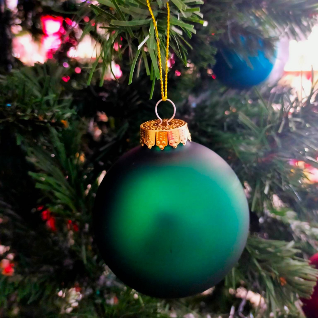 80mm Glass Bauble - Matte Forest Green