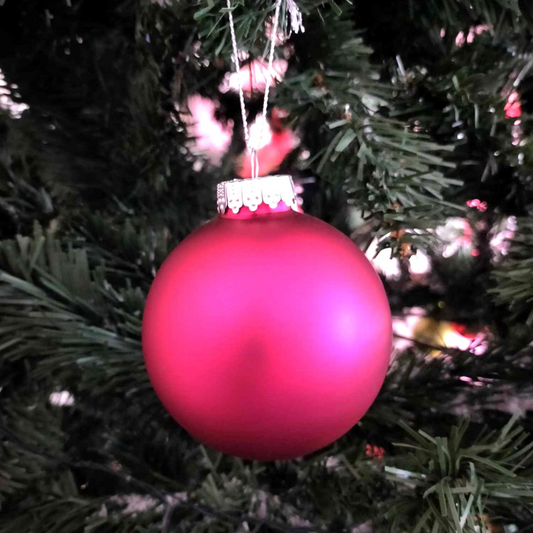 80mm Glass Bauble - Matte Pink