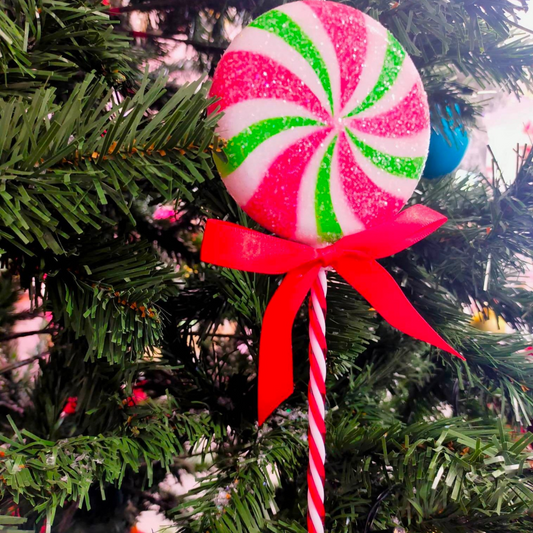 Hanging Lollipops - Red, Green & White Swirl