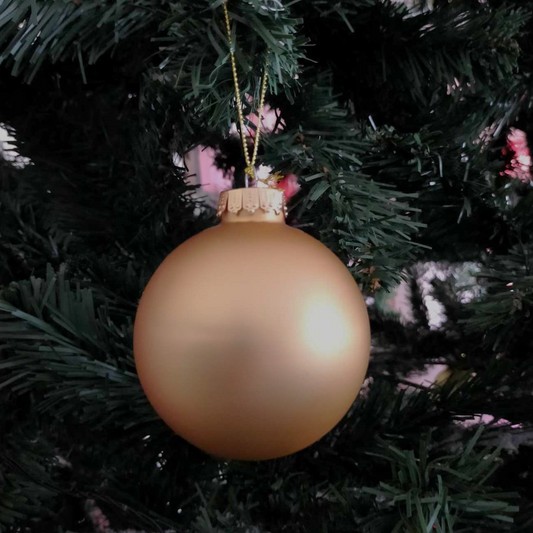80mm Glass Bauble - Matte Gold