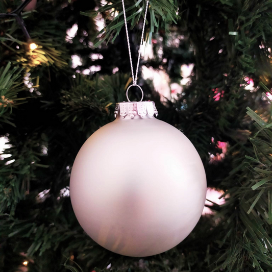80mm Glass Bauble - Silver
