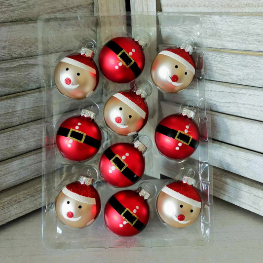 Santa Design Glass Baubles