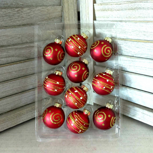 Red & Gold Glass Baubles