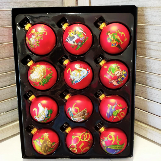 Twelve Days of Christmas - Glass Baubles Boxed Set