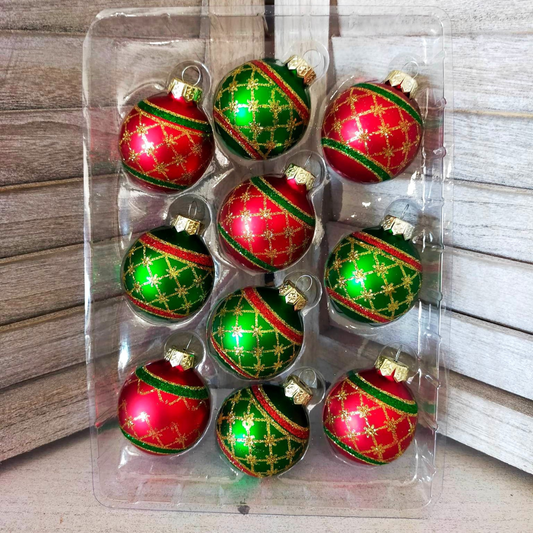 Red & Green Decorative Glass Baubles