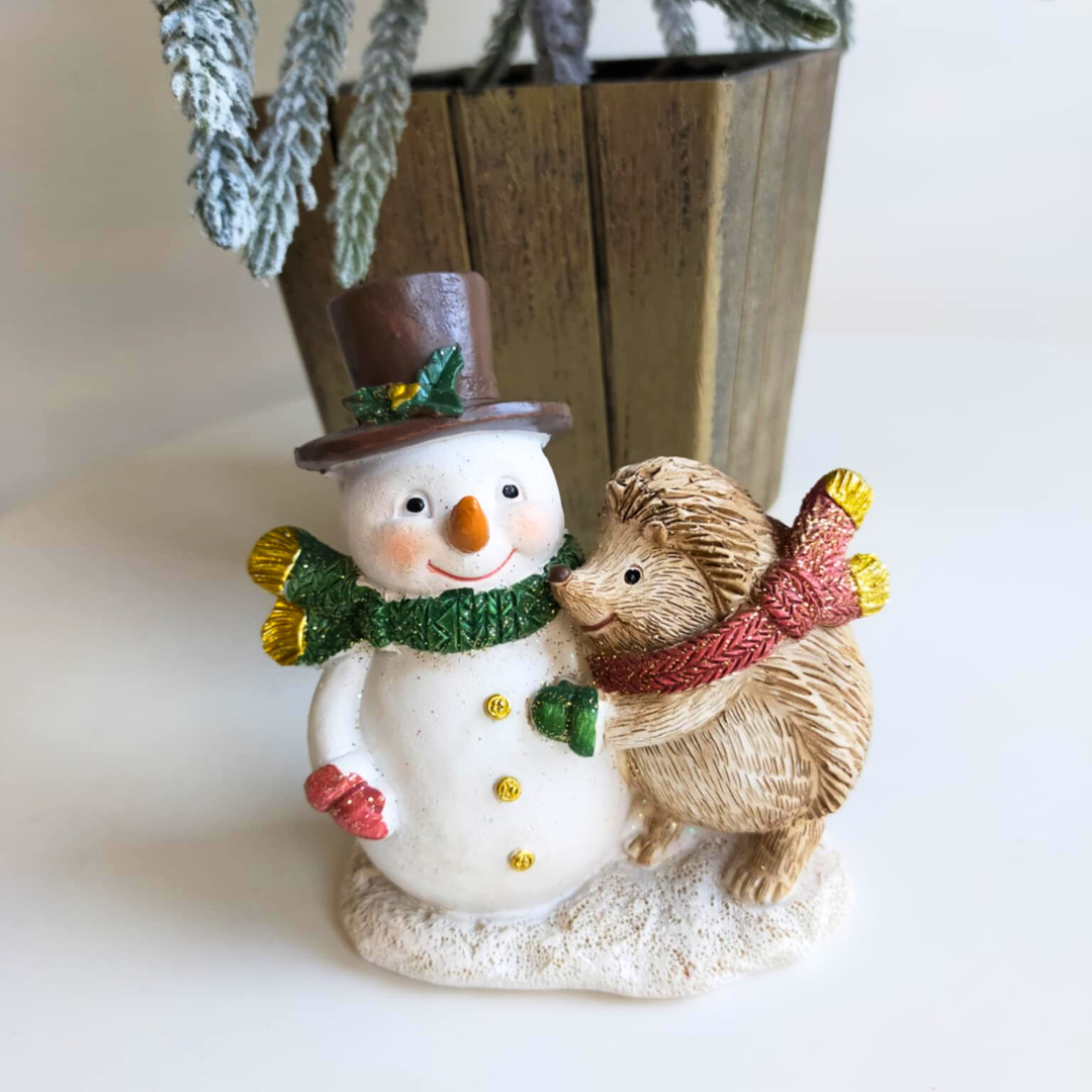 Snowman & Hedgehog Ornament