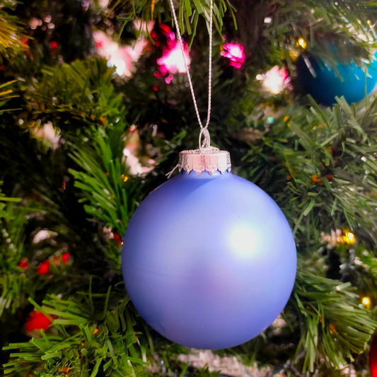 80mm Glass Bauble - Matte Baby Blue