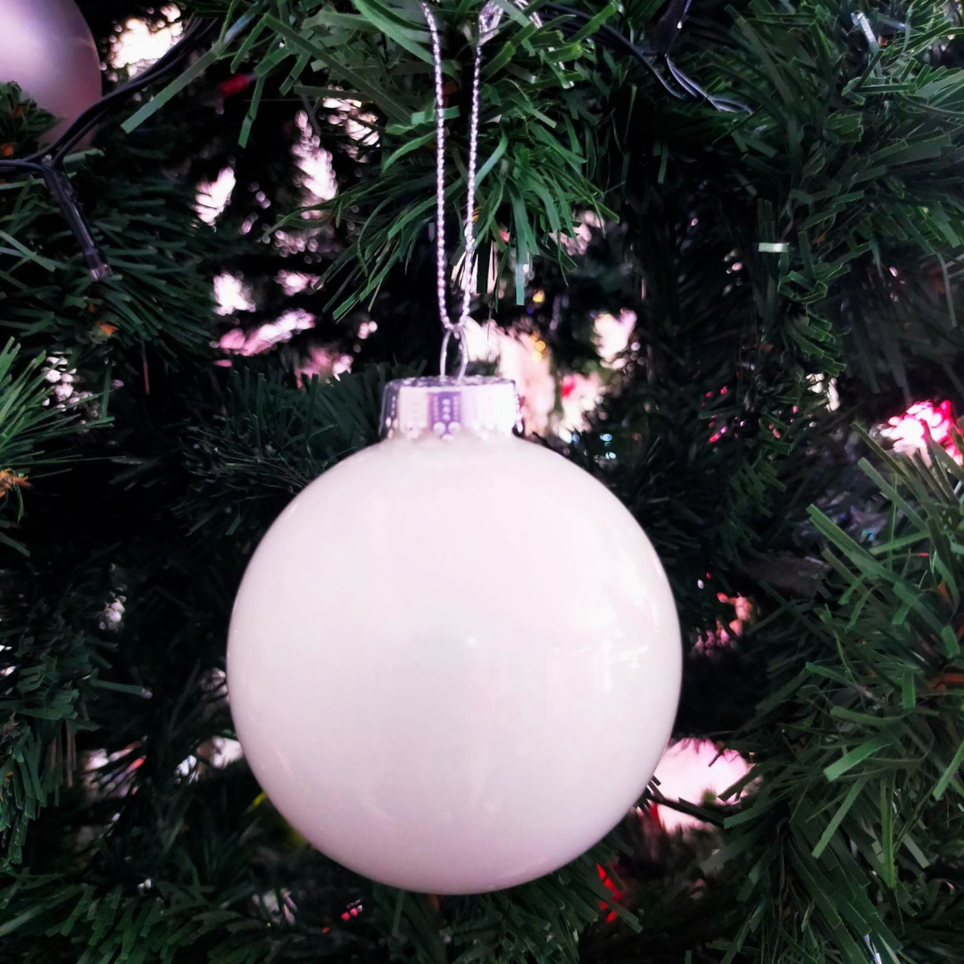 80mm Glass Bauble - Pearlescent