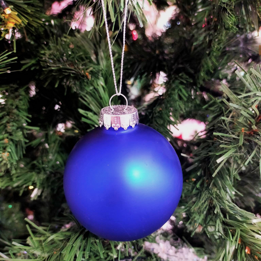 80mm Glass Bauble - Matte Cobalt Blue