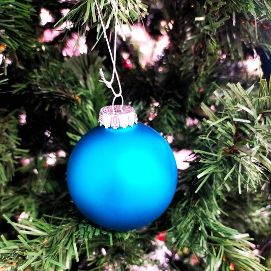80mm Glass Bauble - Matte Turquoise