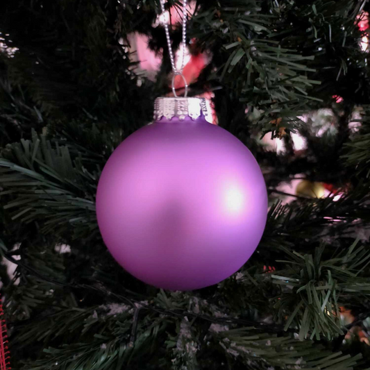 80mm Glass Bauble - Matte Lilac