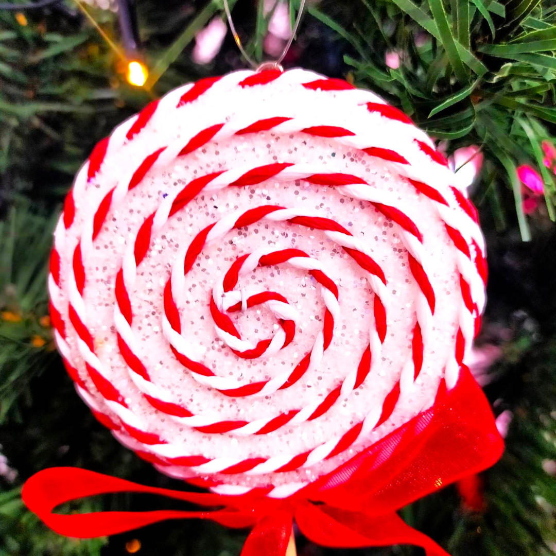 Hanging Lollipops - White & Red
