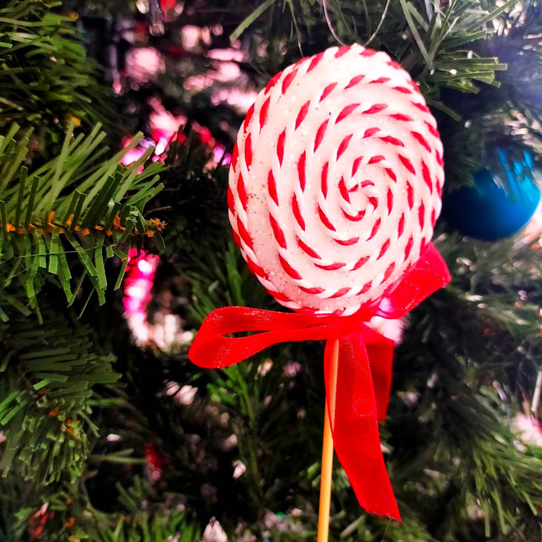 Hanging Lollipops - White & Red